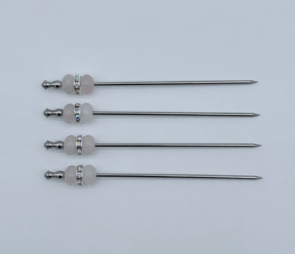 Rose Quartz Cocktail Picks, Set of 4