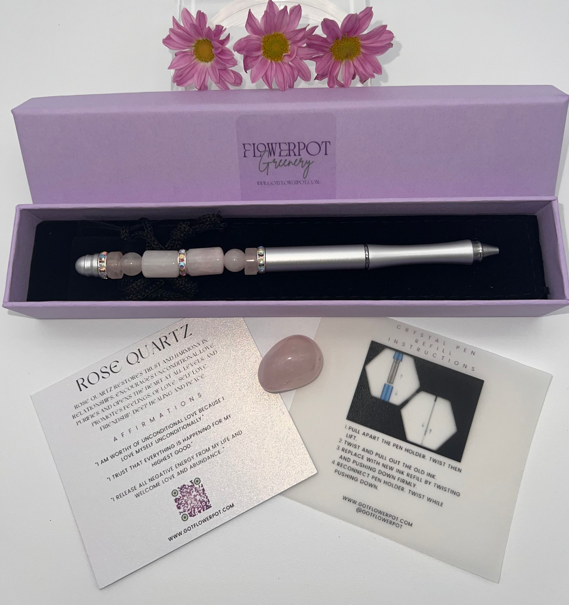 Rose Quartz Refillable Metal Pen