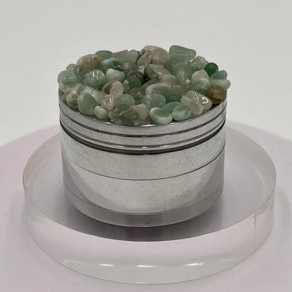 Aventurine Magnetic Metal Grinder with Catcher – 50 mm - Silver Flowerpot Greenery