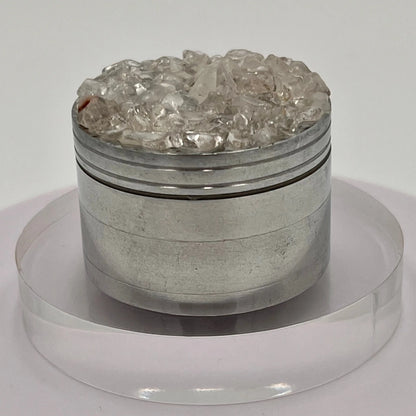 Clear Quartz Magnetic Metal Grinder with Catcher – 50 mm - Silver Flowerpot Greenery