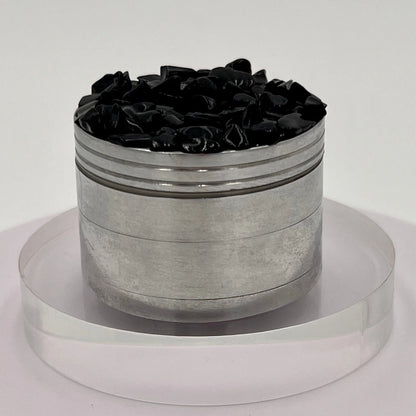 Obsidian Magnetic Metal Grinder with Catcher – 50 mm - Silver Flowerpot Greenery